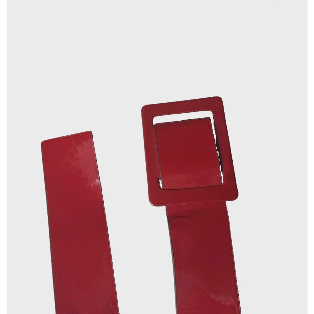 Betsey Johnson Vintage Red Statement Belt Wide Patent Genuine Leather M / L y2k